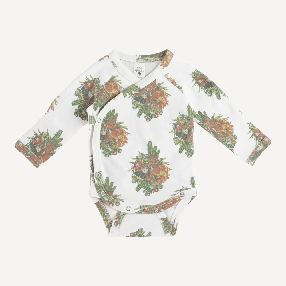 Kate Quinn wrap bodysuit Autumn Fall Cactus Floral 0-3 months EUC